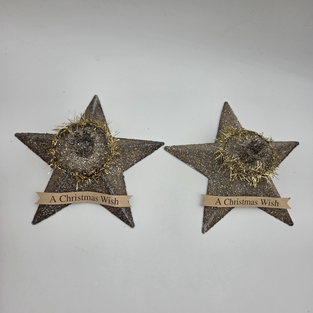 Vintage 2004 Lot of 2 Wendy Addison Stars "Christmas Wish" Christmas Decoration